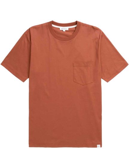 NORSE PROJECTS JOHANNES ORGANIC POCKET T-SHIRT RED OCHRE