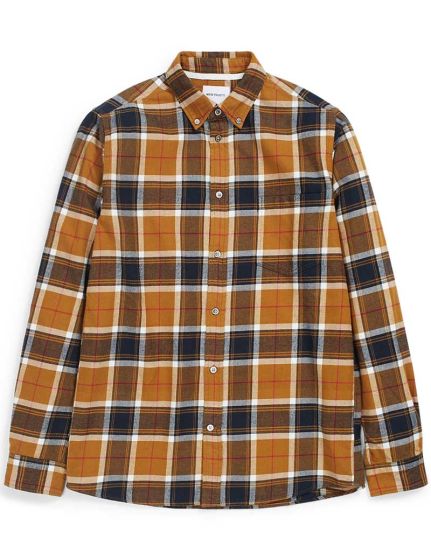 NORSE PROJECTS ANTON ORGANIC FLANNEL CHECK SHIRT CUMIN YELLOW