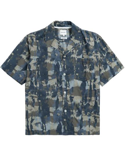 NORSE PROJECTS MADS RELAXED PRINT SHORT SLEEVE SHIRT STEEL BLUE
