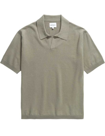 NORSE PROJECTS LEIF COTTON LINEN POLO SHIRT CLAY