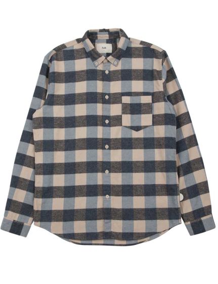 FOLK RELAXED FIT SHIRT BLUE FLANNEL CHECK