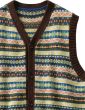 TOAST BUTTONED FAIR ISLE KNITTED TANK GREEN MULTI